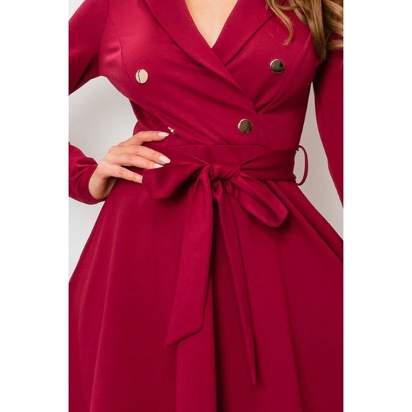 BLAZER DRESS - BURGUNDY - Picture 4 of 7